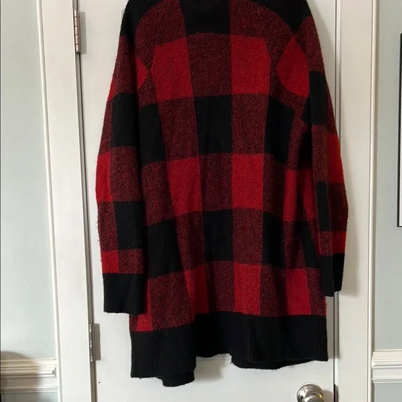 Lucky Brand Red and Black Buffalo Plaid Cardigan - Picture 4 of 4
